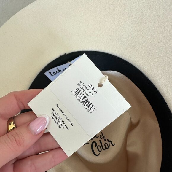 NWT Lack of Color Ivy Beverly Wool Felt Fedora Hat Ivory French Ribbon Band - Picture 4 of 13